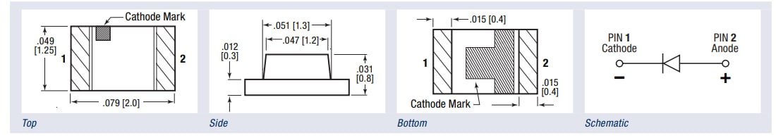Mechanical Drawing - Dialight 597 Series Micro LED® SMD LEDs